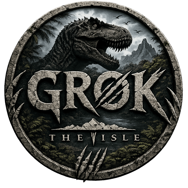 Grok — a moderated The Isle Evrima server with in-browser proximity voice chat, a dino vault, loot crates and a live map of the herd.